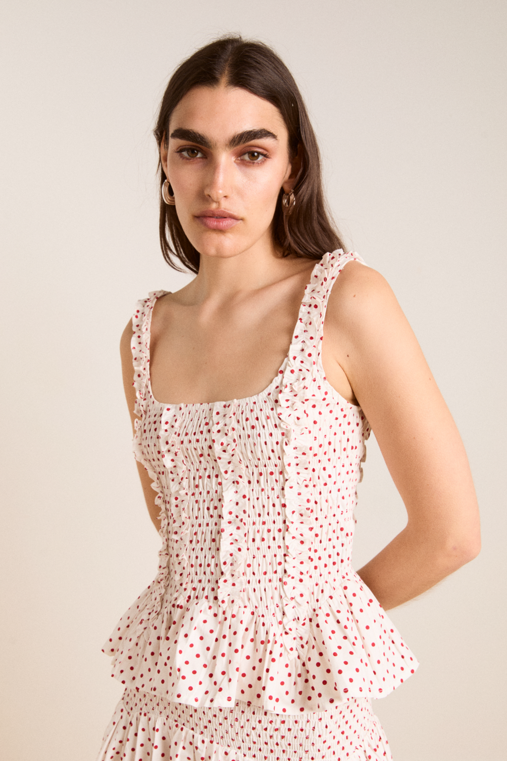 Raphi Cami - Off White and Red Spot