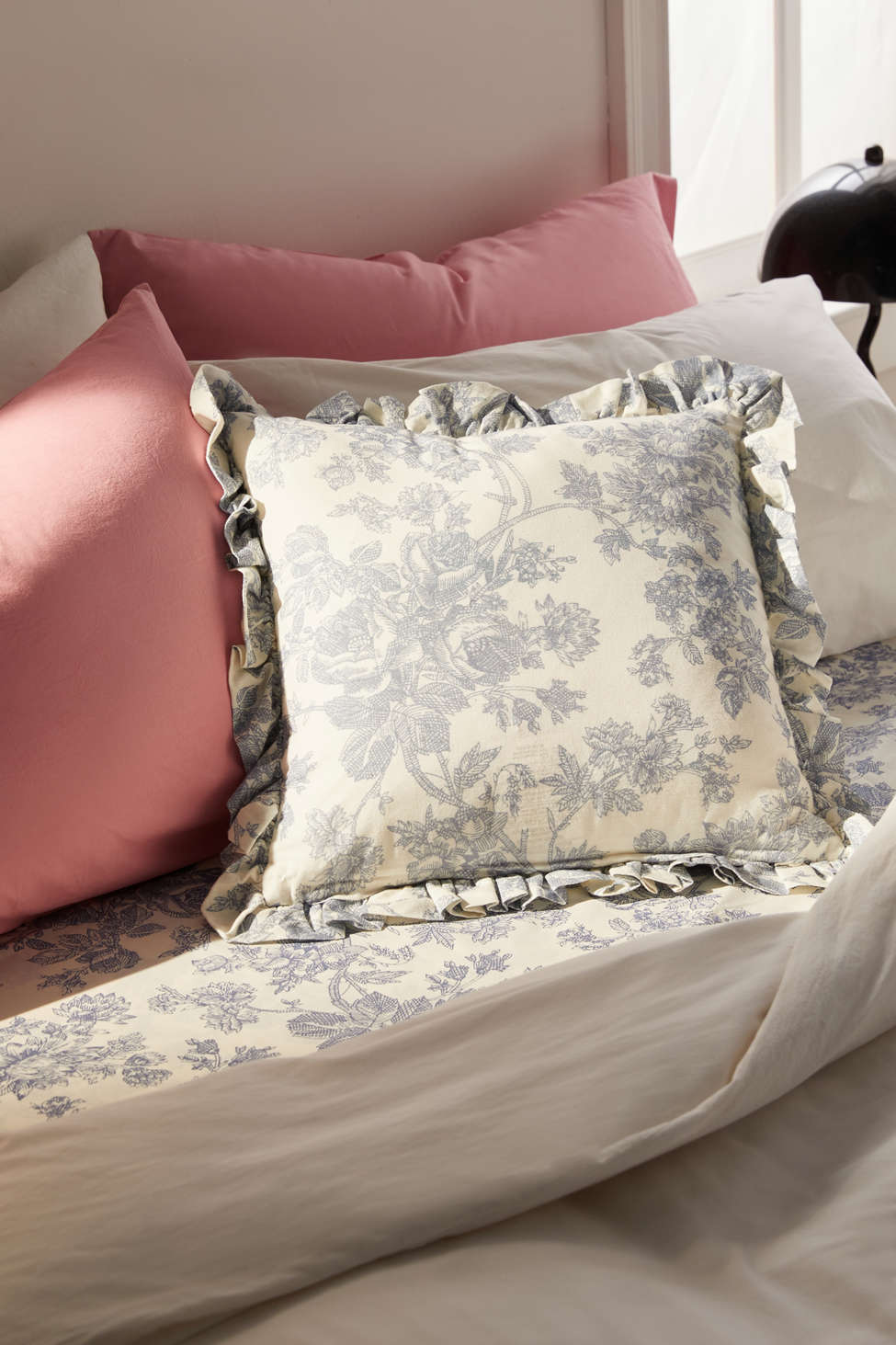 Toile Ruffle Throw Pillow