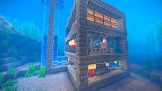 Minecraft ocean base - a stone base with big glass windows