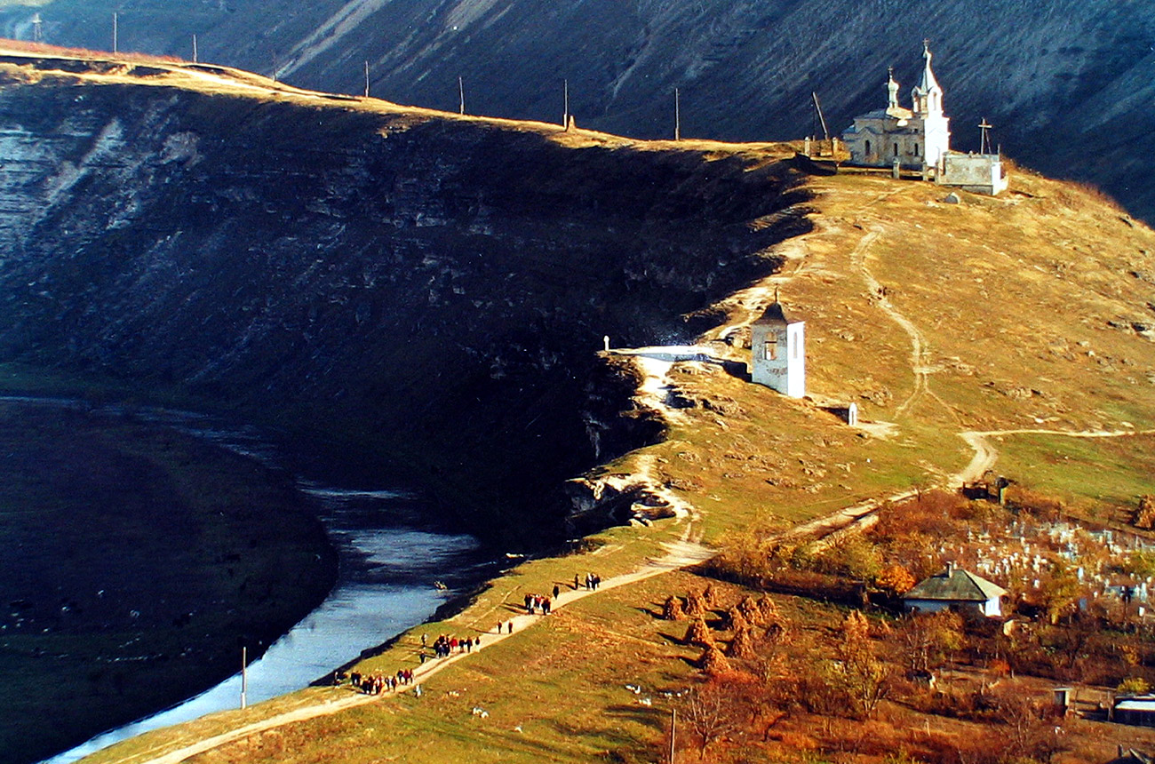 Orheiul Vechi in Moldova is a Stone Age archaeological complex ringed by limestone cliffs.