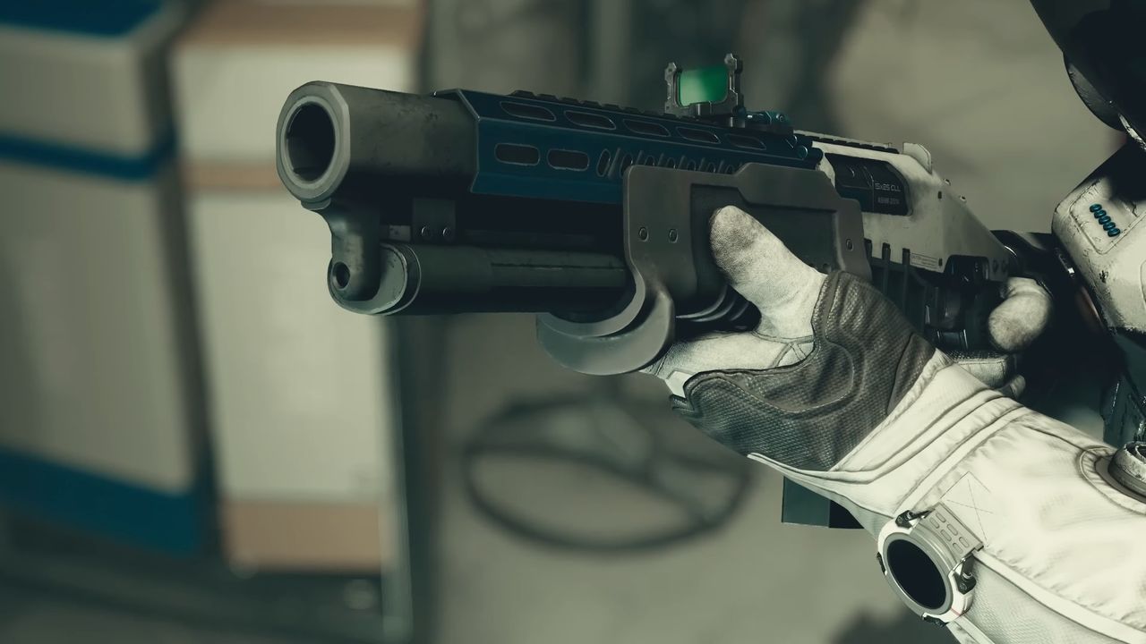 Promotional screenshot of a Starfield shotgun
