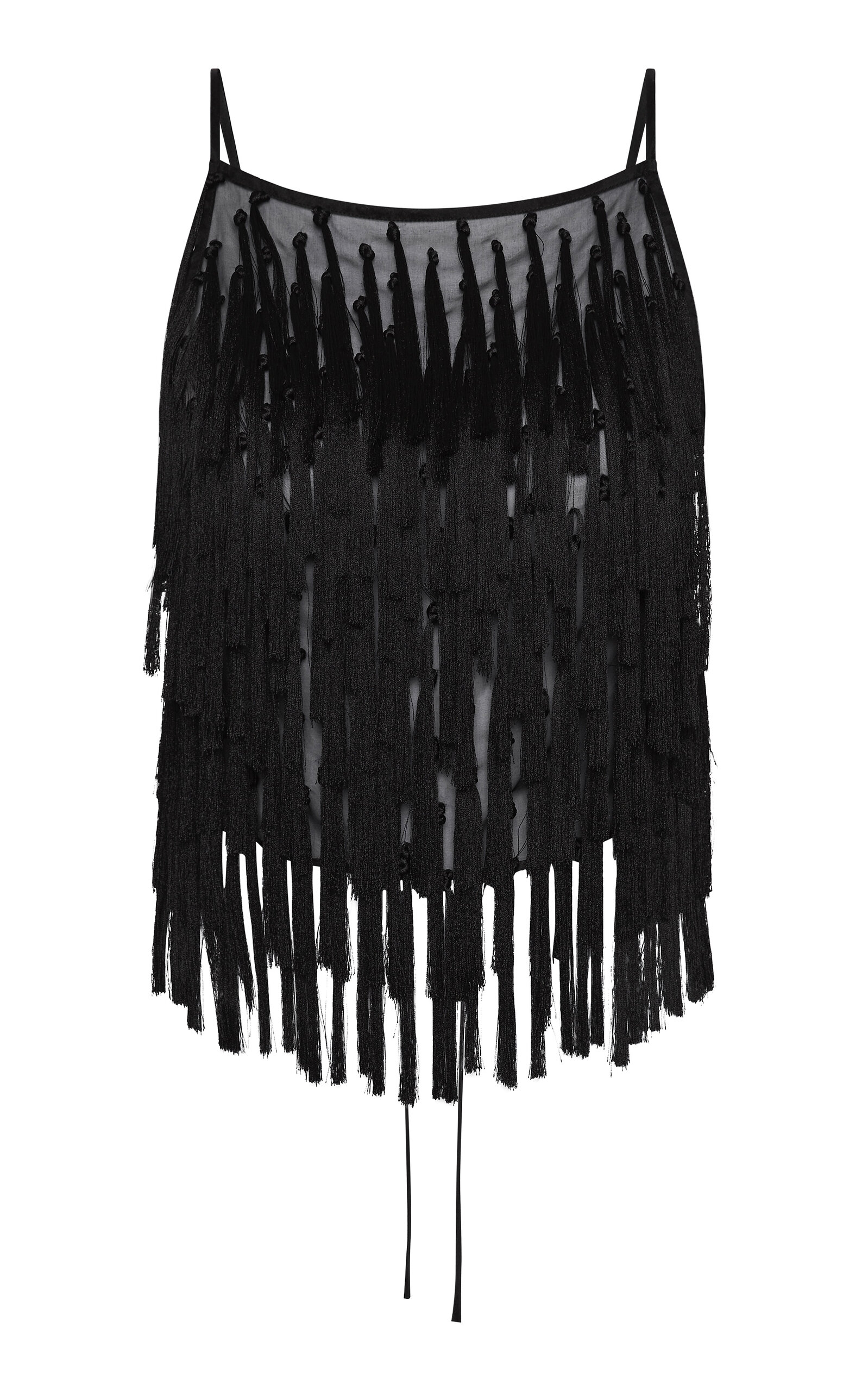 Tasseled Silk Open-Back Top