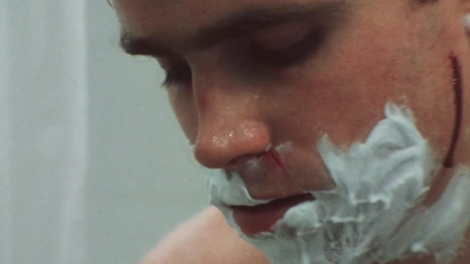 Peter Bernuth with a bit of blood in The Big Shave