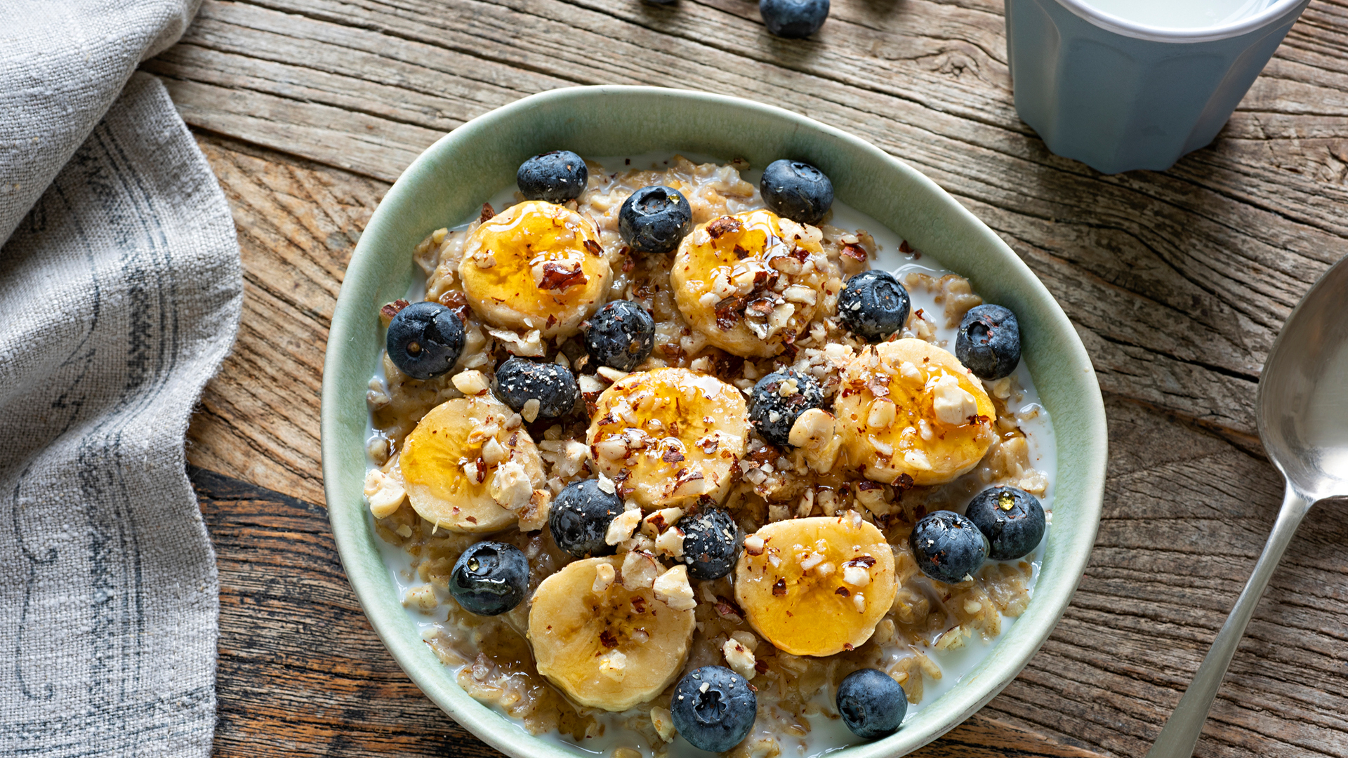 coconut milk on a healthy breakfast