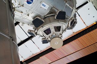 High Angle of the International Space Station Cupola and Solar Arrays