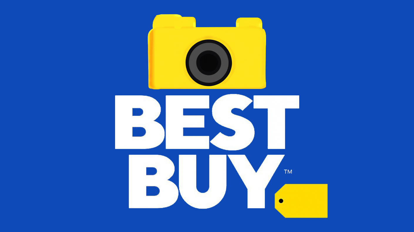 Best Buy logo with a yellow camera on top