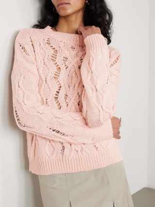 Cable Sonar Open-Knit Wool Sweater