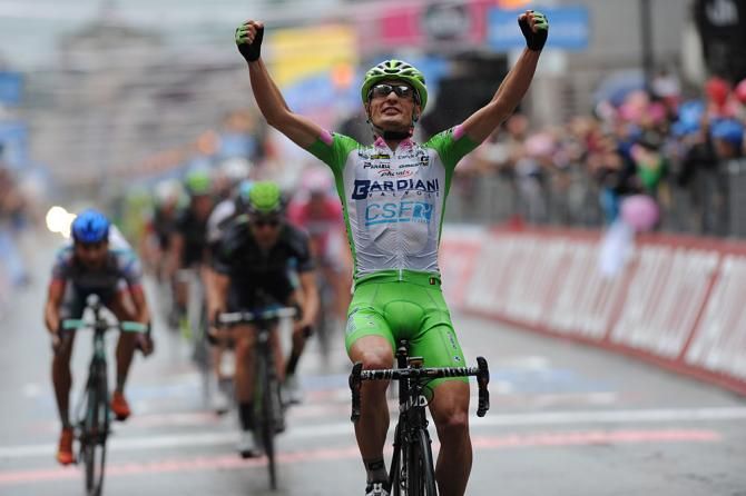 Enrico Battaglin (Bardiani Valvole-CSF Inox) celebrates victory in stage 4 of the Giro d'Italia