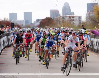 Helen Wyman (Kona) takes the hole-shot in Louisville today