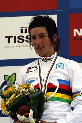 Margarita Fullana, with her rainbow jersey,