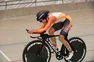 Evelyn Stevens on her way to setting a new UCI Hour Record in 2016