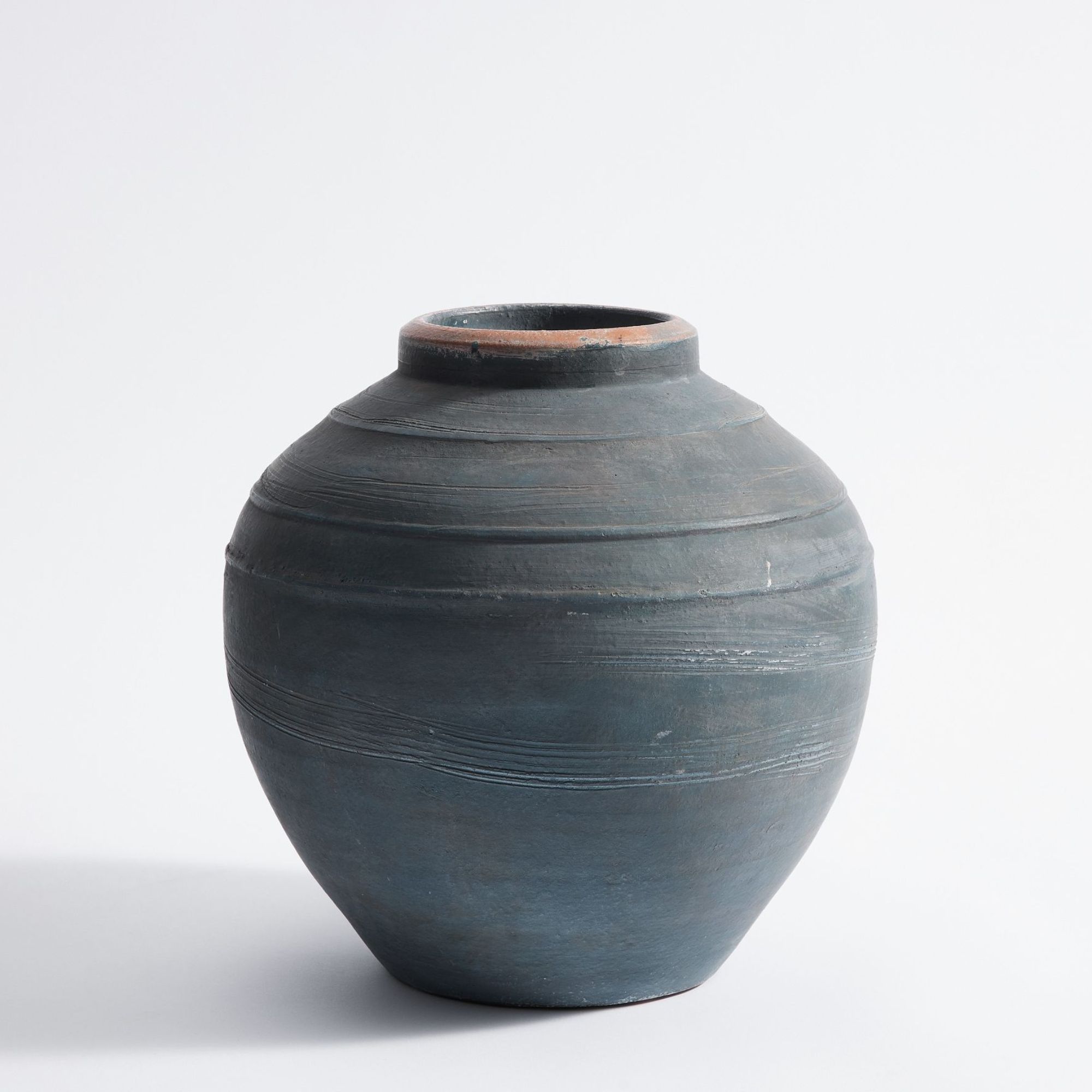 Medium Indigo Artisan Ceramic Vase - 11&quot;H