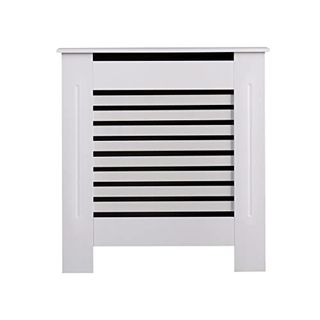 Avc Designs Radiator Cover Modern Mdf Wood White Horizontal Slat Living Room Bedroom Hallway Cabinet (small White)