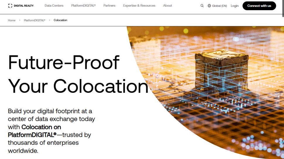 Website screenshot of Digital Realty (August, 2025)