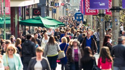 Shoppers on Buchanan Street in Glasgow, one of the city's busiest thoroughfares