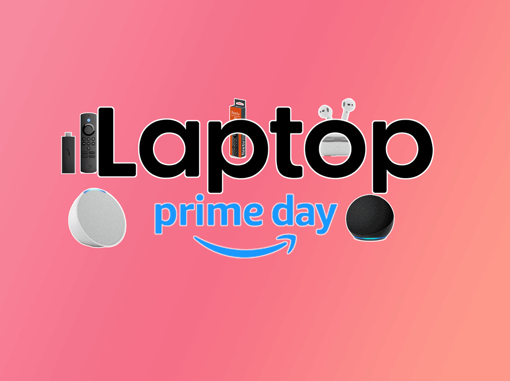 Laptop Mag logo with Prime Day logo and Amazon smart devices around them