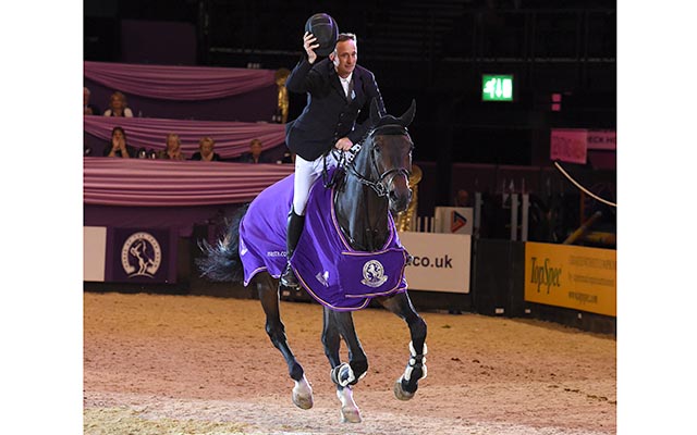Karel Cox riding CATEN VAN HET HOBOS, winner of the Grandstand Welcome Stakes (Class 13) during HOYS in the NEC in Warwickshire in the UK on 6th October 2016