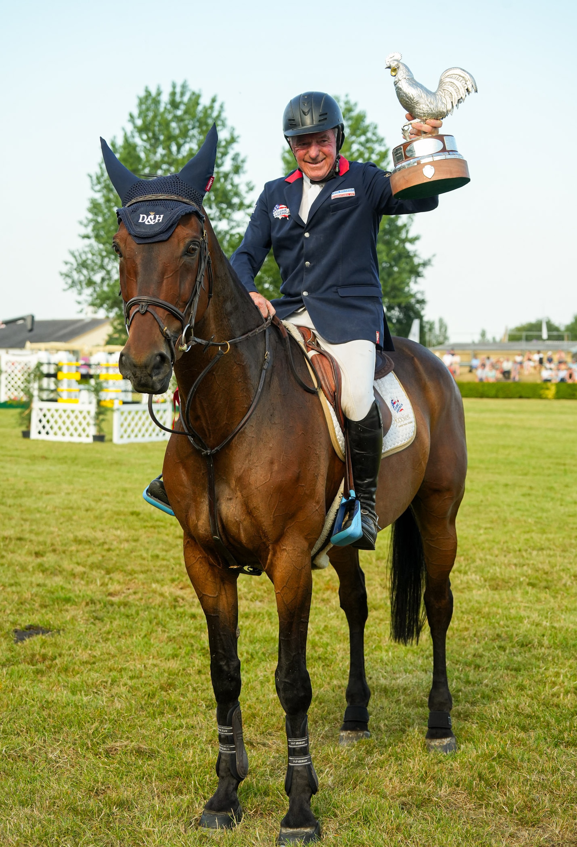 John Whitaker and Equine America Unick Du Francport with the Cock O' the North trophy