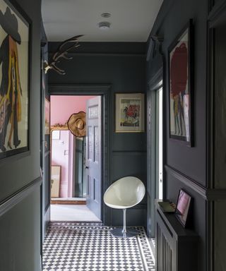 dark grey hallway by Farrow & Ball