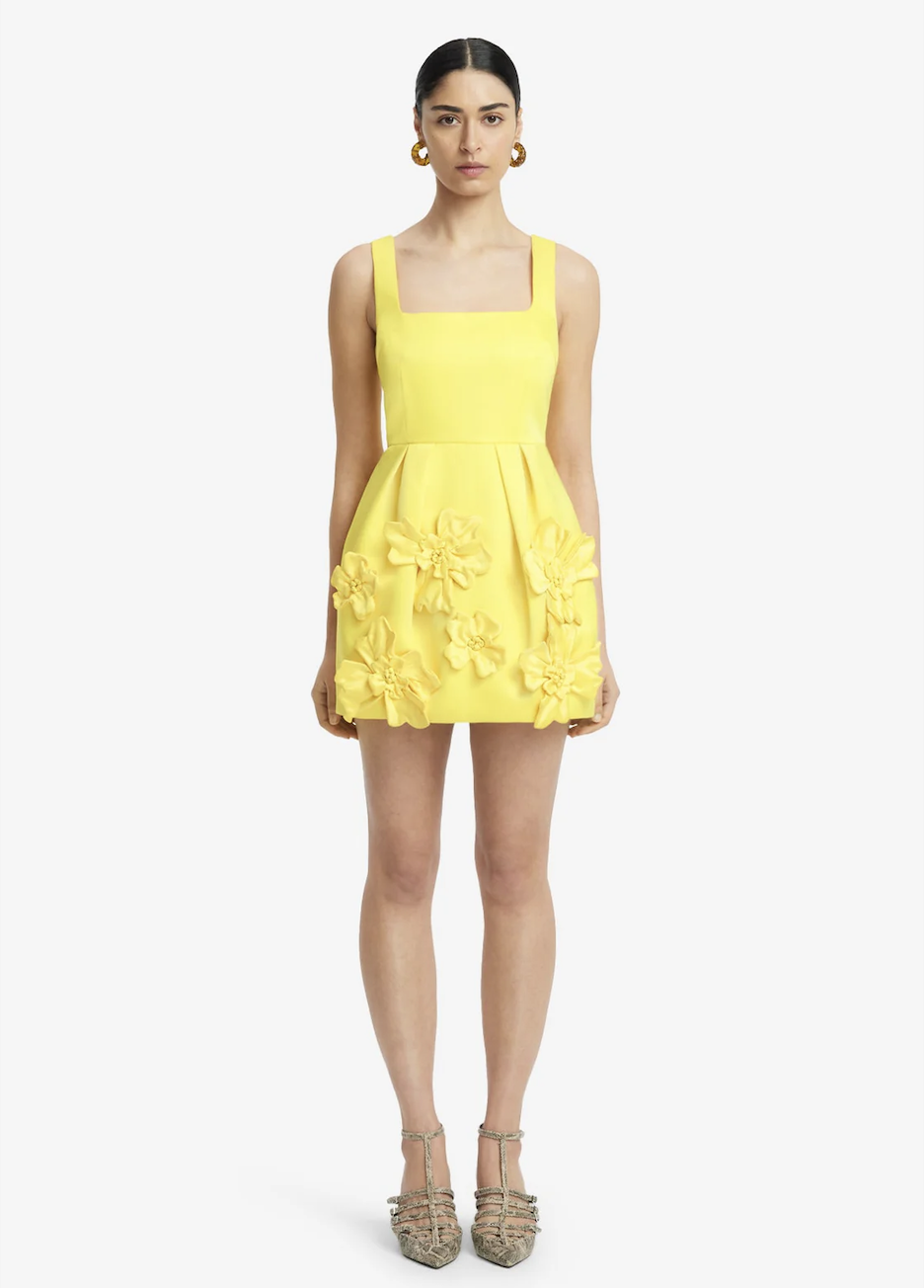 Floral Appliqu&amp;eacute; Bell Shape Mini Dress