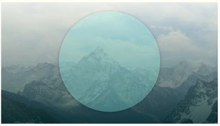 Mountain background with blue translucent circle