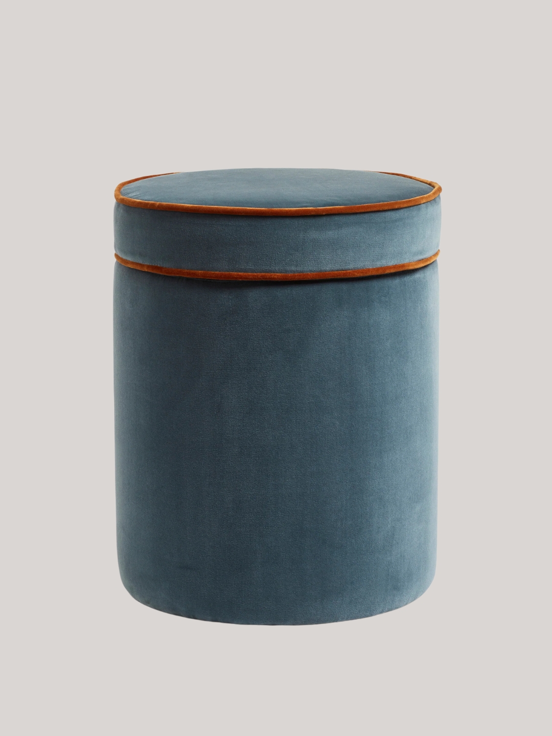 OKA, Samena Velvet Ottoman - Air Force Blue/dirty Orange