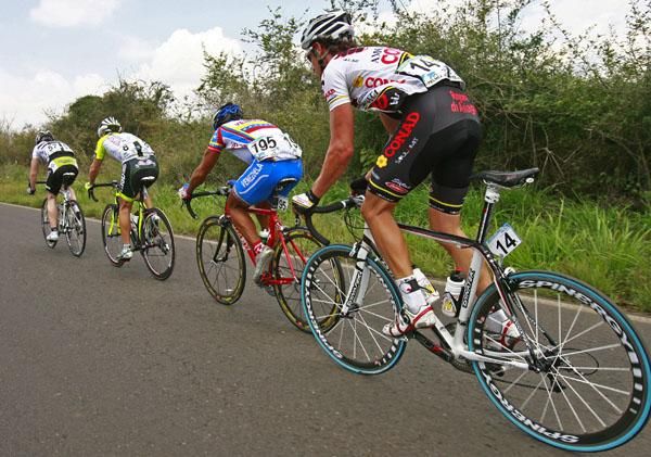 Australian rider Nic Sanderson was in the four-man break.