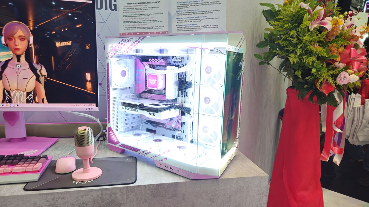 An MSI IRONMOUSE-themed gaming PC on display at Computex 2025