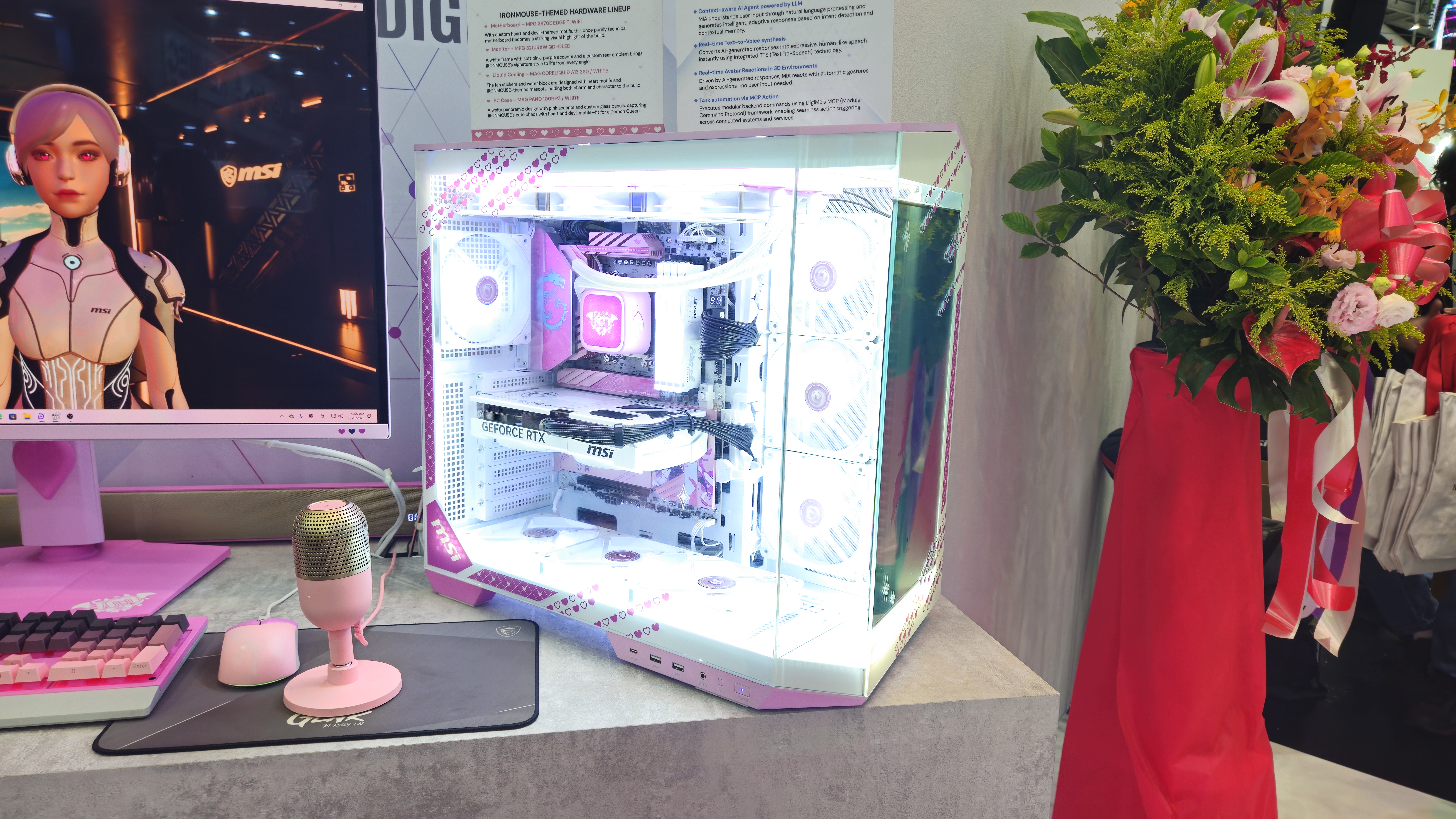 An MSI IRONMOUSE-themed gaming PC on display at Computex 2025