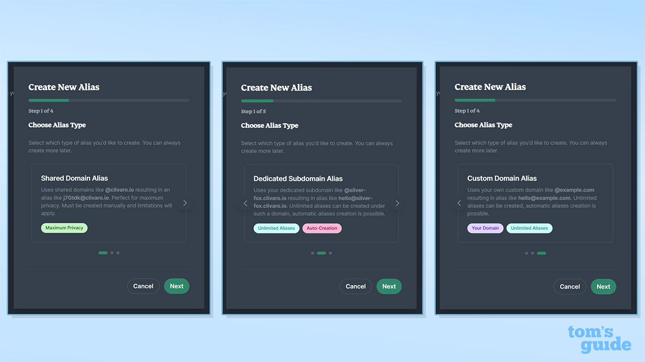 ExpressMailGuard alias types screenshot