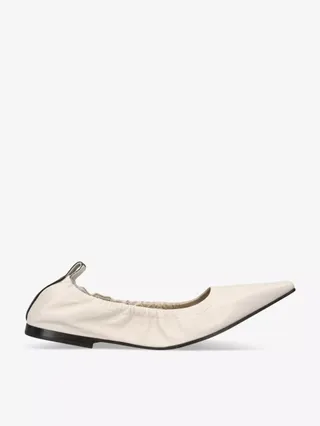 Pointed-Toe Bead-Embellished Leather Ballet Flats