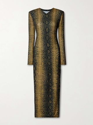 Snake-Print Stretch-Jersey Midi Dress