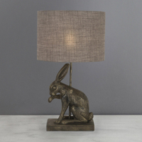 Hare Licking Paw Antique Brass Table Lamp | £32