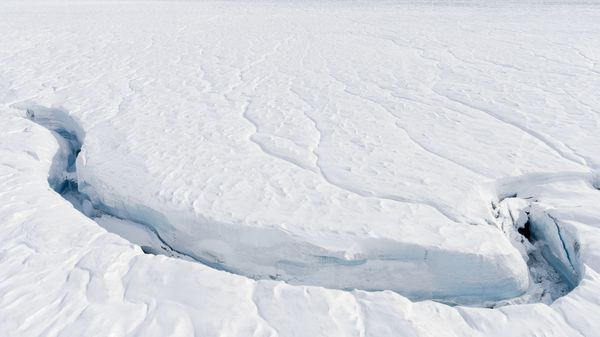 A crack in an ice sheet.