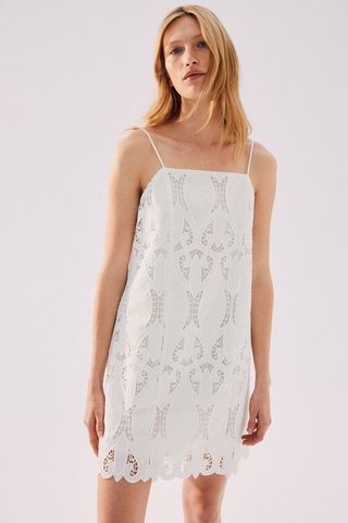 Camisole dress with embroidered shoe laces