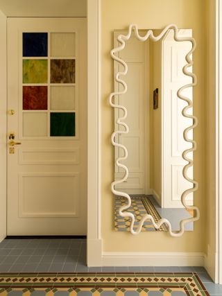A yellow-painted entryway