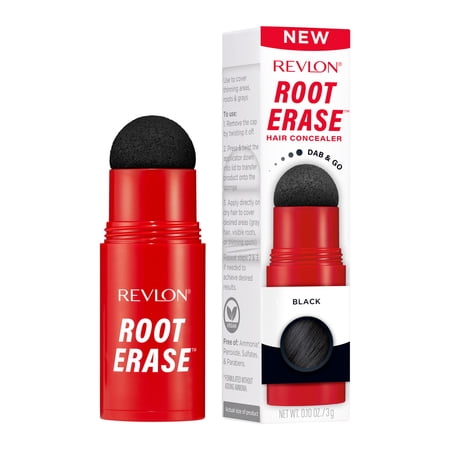 Revlon Root Erase Hair Concealer, Dab &amp;amp; Swipe Instant Root Cover Up, Temporary, 01 Black, 0.10 Oz