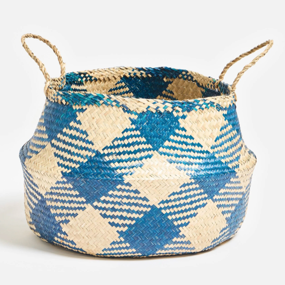 Blue woven storage basket