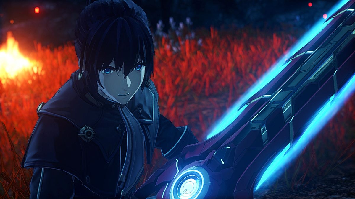 Xenoblade Chronicles 3&#039;s protagonist Noah stares at the screen while holding his sword