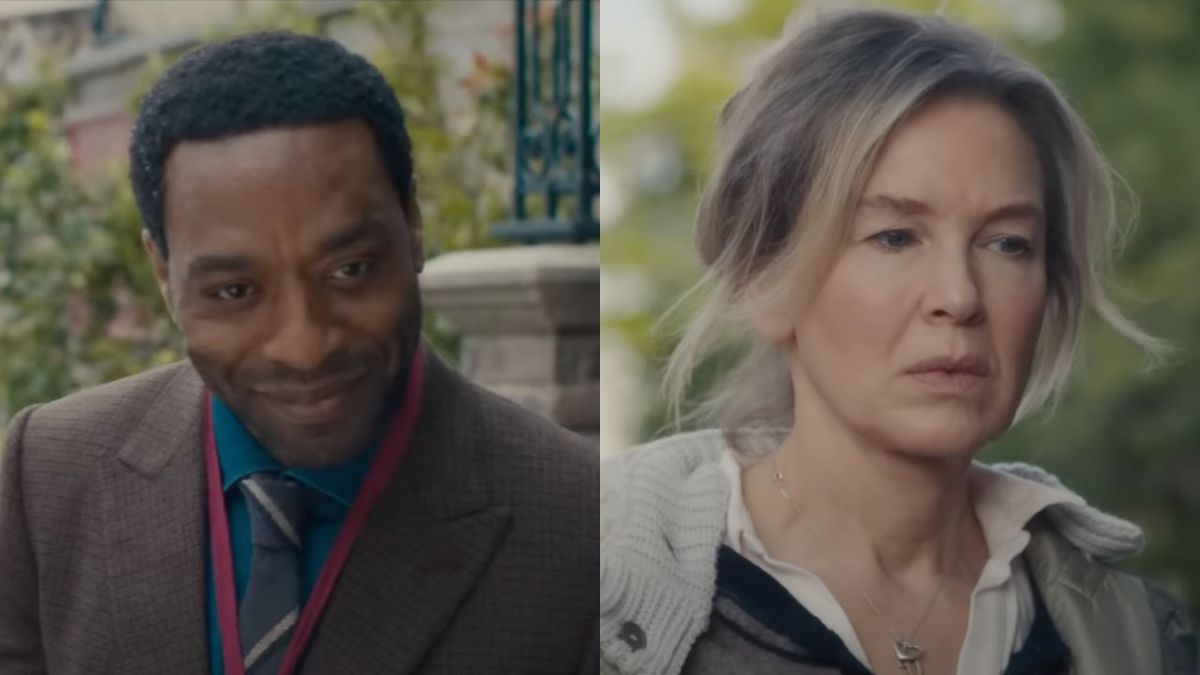 Side by side of Chiwetel Ejiofor and Renee Zellweger in Bridget Jones: Mad About The Boy.