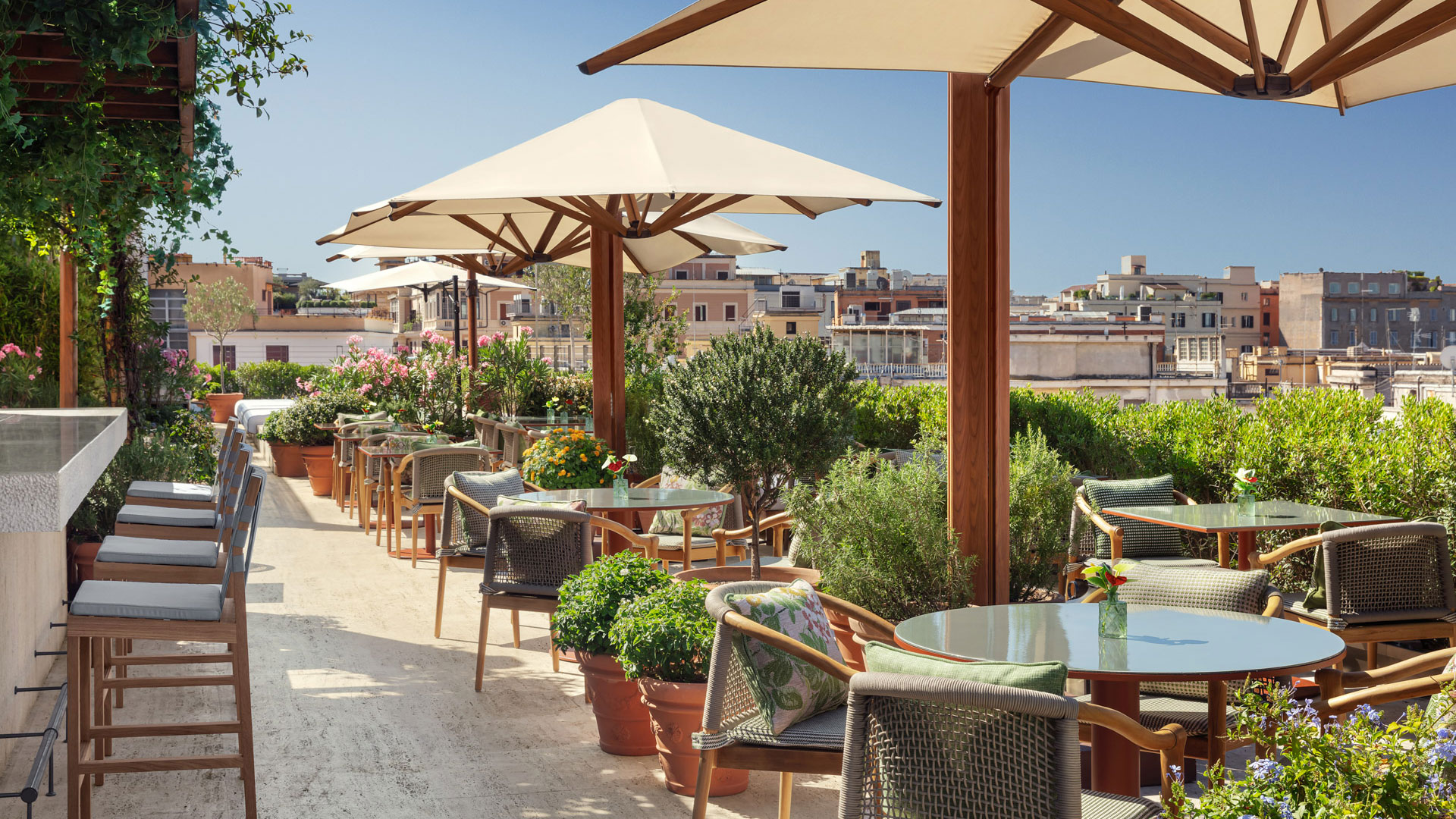 Roof terrace at Rome EDITION