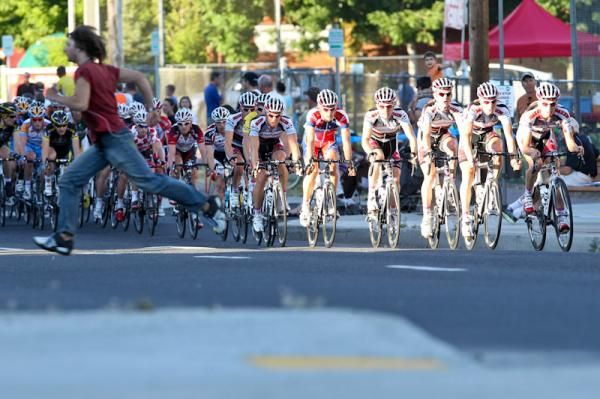 A spectator makes a dash for it