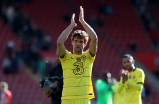 Chelsea’s Marcos Alonso applauds the fans after the Premier League match at St. Mary’s Stadium, Southampton. Picture date: Saturday April 9, 2022