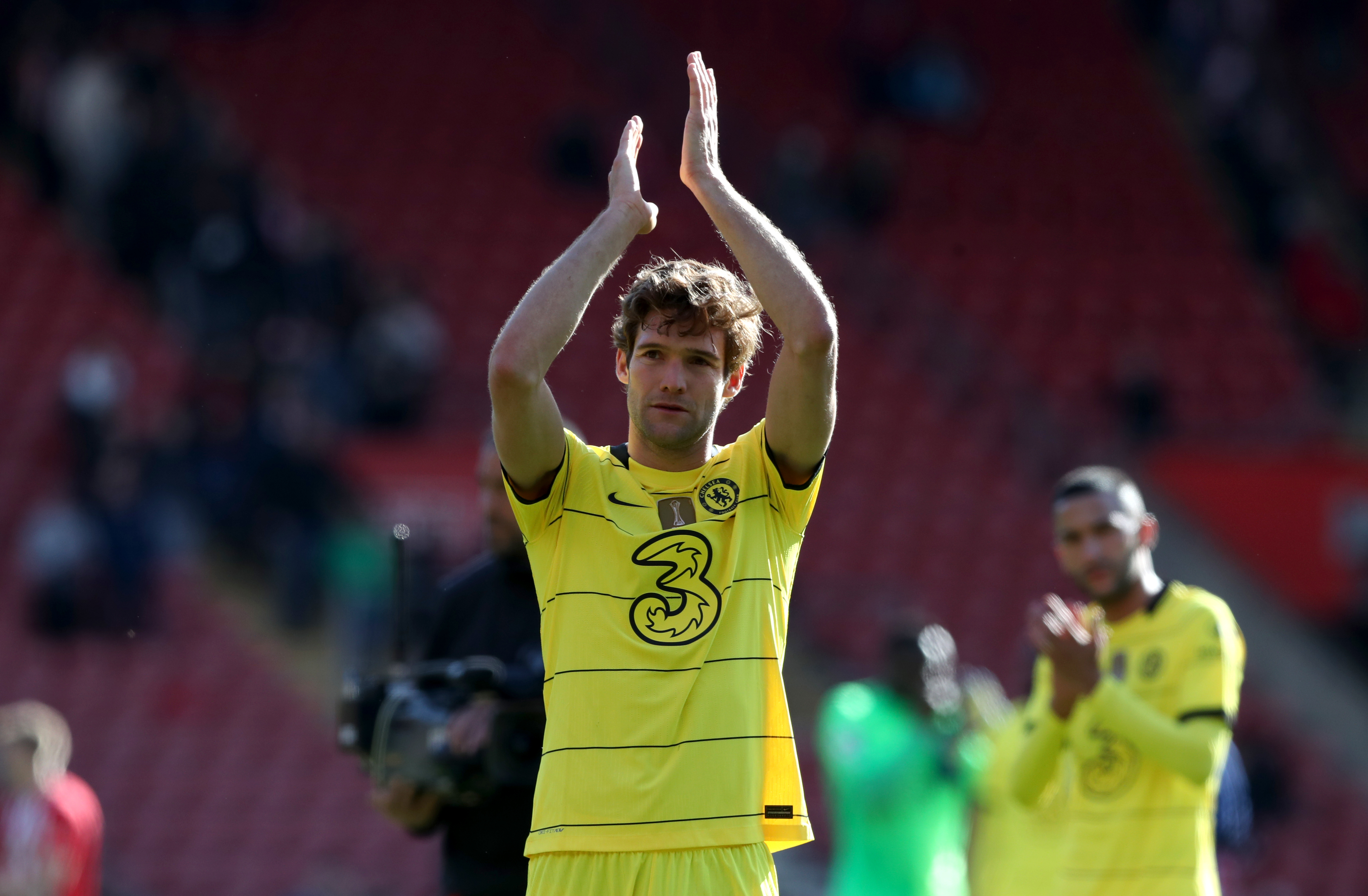 Chelsea’s Marcos Alonso applauds the fans after the Premier League match at St. Mary’s Stadium, Southampton. Picture date: Saturday April 9, 2022