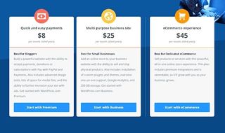 WordPress's pricing plans for ecommerce stores