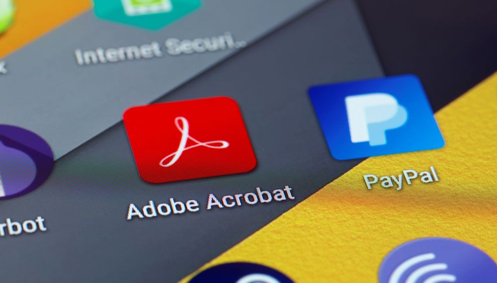 The icon of the Adobe Acrobat app on a smartphone screen.