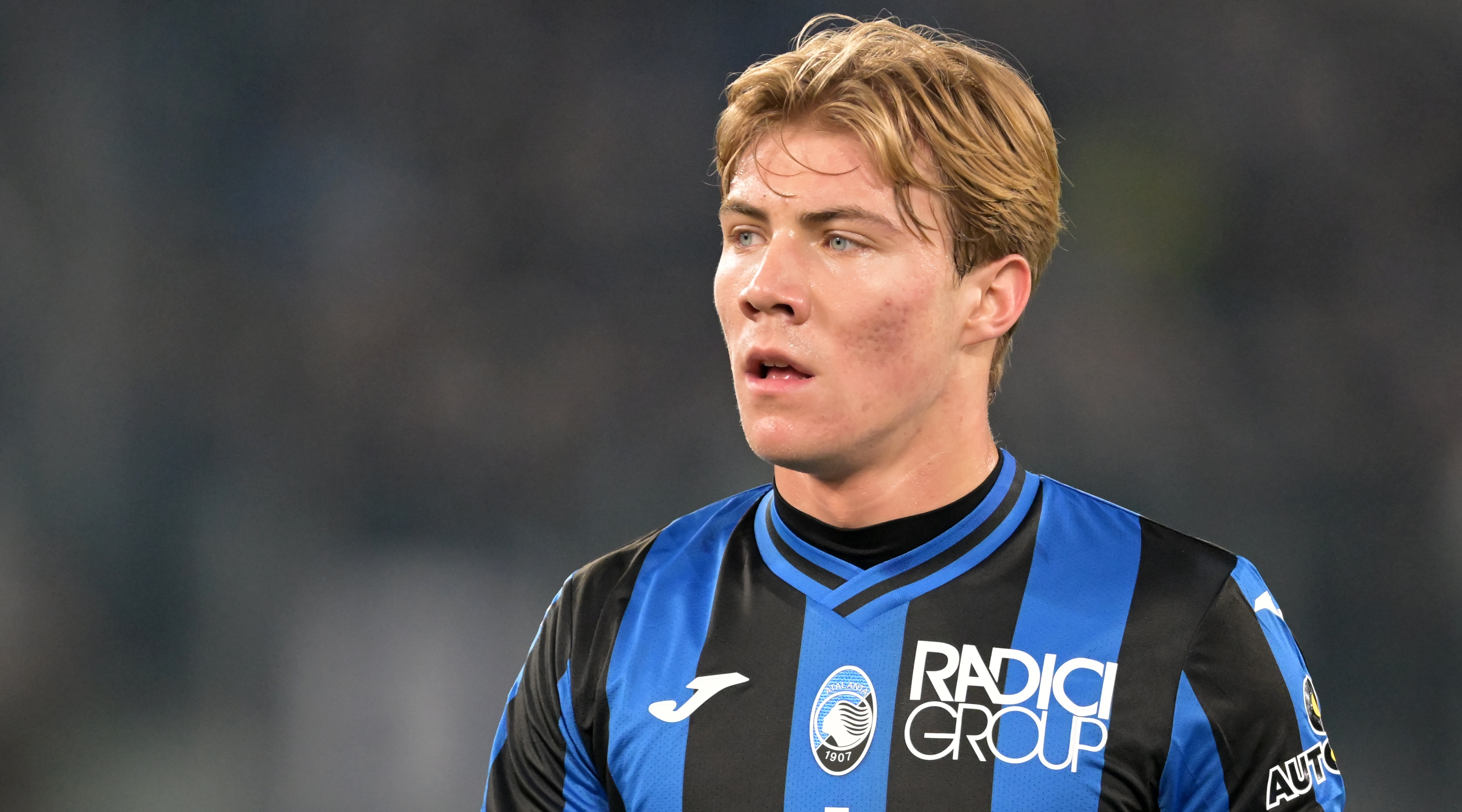 Manchester United rumoured transfer target Rasmus Hojlund looks on during the Serie A match between Lazio and Atalanta at the Stadio Olimpico on 11 February, 2023 in Rome, Italy.