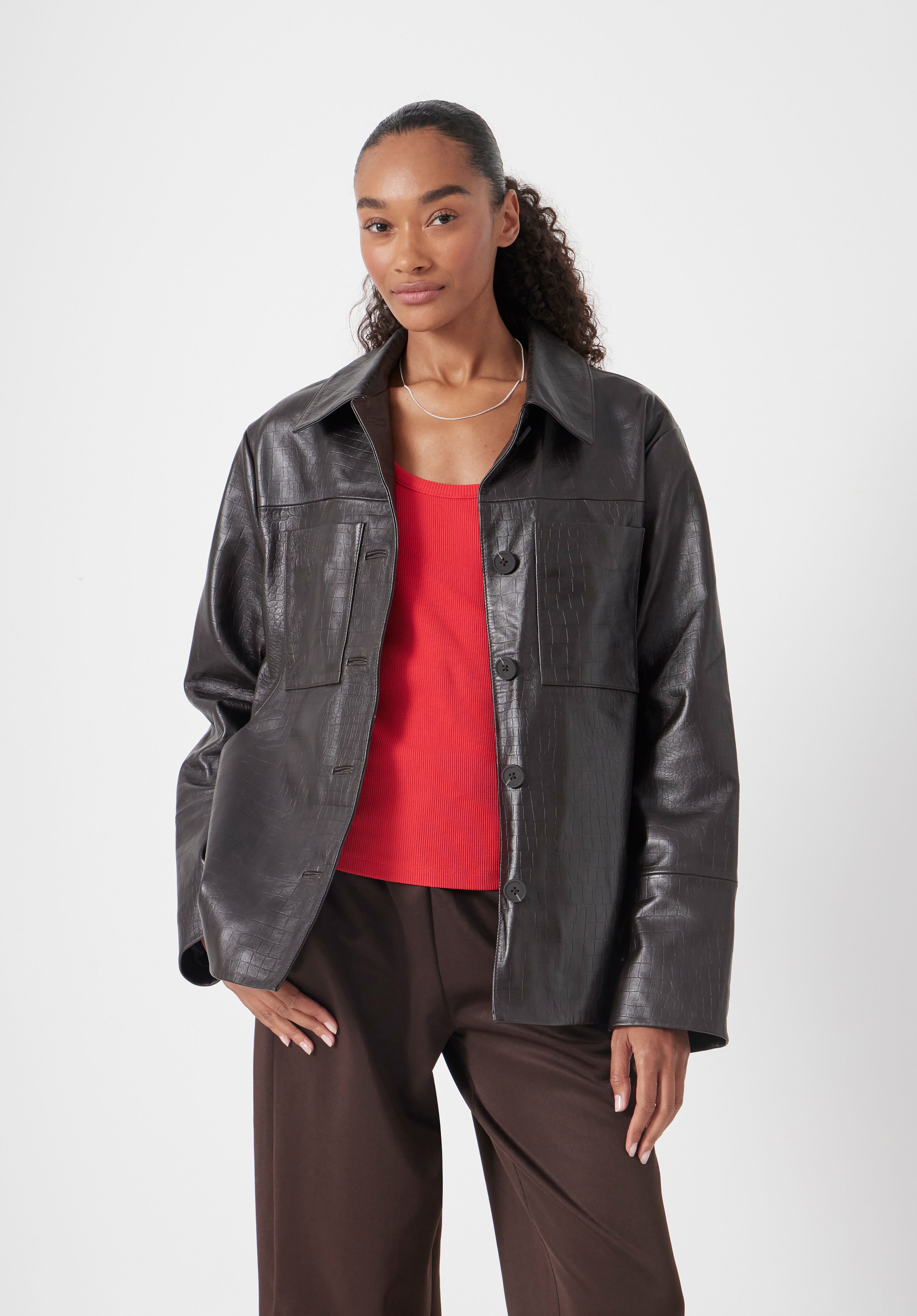Kelly Croc Effect Leather Jacket
