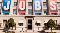 Large JOBS banner on US Chamber Of Commerce Building