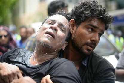 An injured protester in the Maldives.
